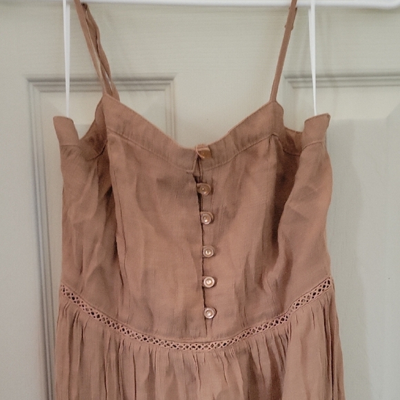 Love Tree Tan Maxi Dress with Button Detail - Picture 2 of 7